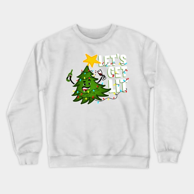 Let's get lit Tipsy Christmas Tree Crewneck Sweatshirt by SusanaDesigns